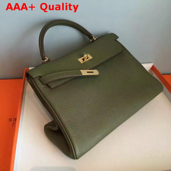 Hermes Kelly 32 in Army Green Original Leather Replica
