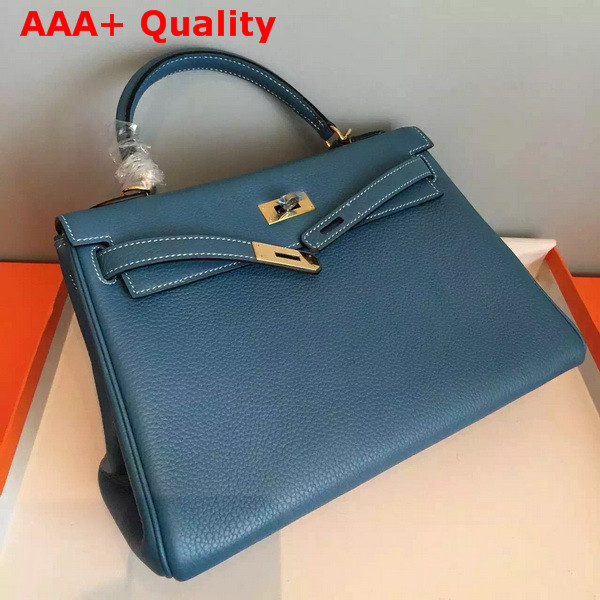Hermes Kelly 32 in Blue Original Leather Replica