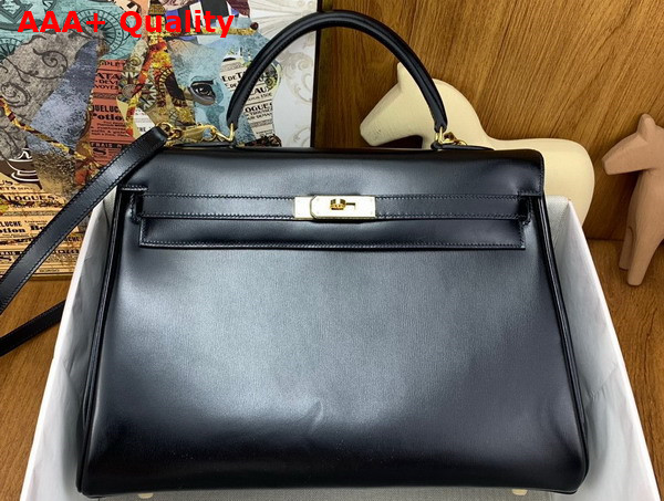 Hermes Kelly 35 Bag in Black Box Calfskin Replica