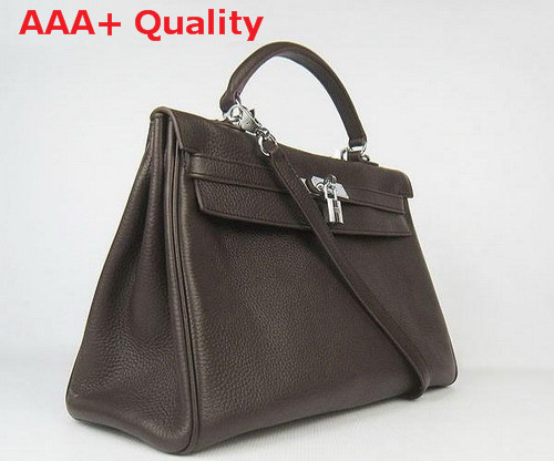 Hermes Kelly 35 Dark Coffee Silver Replica