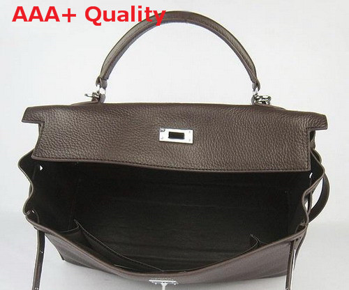 Hermes Kelly 35 Dark Coffee Silver Replica
