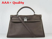 Hermes Kelly 35 Dark Coffee Silver Replica