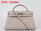 Hermes Fake Hermes Kelly 35 In Grey Real Leather with Silver Hardware Replica