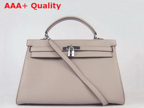 Hermes Fake Hermes Kelly 35 In Grey Real Leather with Silver Hardware Replica