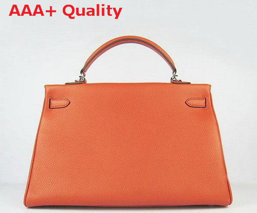 Hermes Kelly 35 In Orange with Silver Hardware Replica