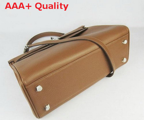 Hermes Kelly 35 Tan Leather Silver Hardware Replica