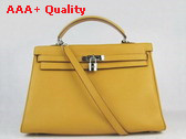 Hermes Kelly 35 in Yellow with Gold Replica