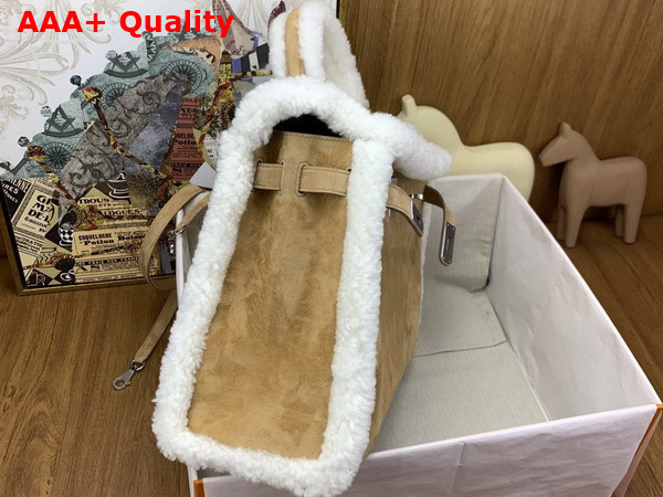 Hermes Kelly 35 in Beige Sable Suede and Shearling Replica