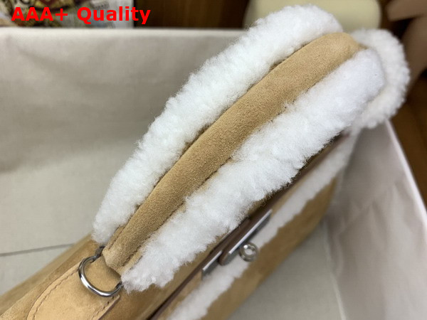 Hermes Kelly 35 in Beige Sable Suede and Shearling Replica