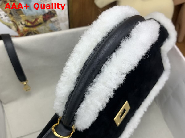 Hermes Kelly 35 in Black Suede and Shearling Replica