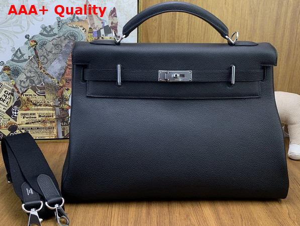 Hermes Kelly 42 Maxi in Black Togo Leather with Palladium Hardware Replica
