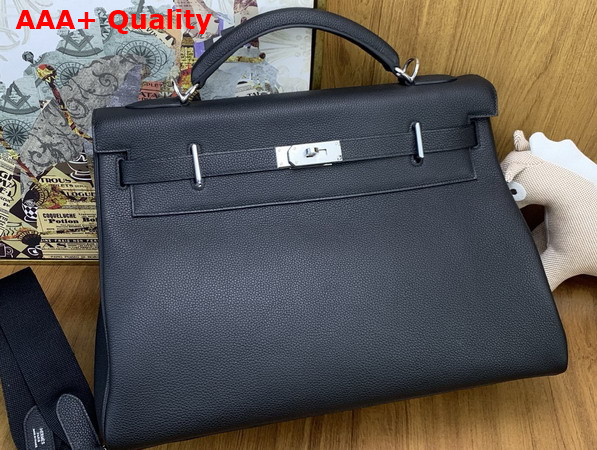 Hermes Kelly 42 Maxi in Black Togo Leather with Palladium Hardware Replica