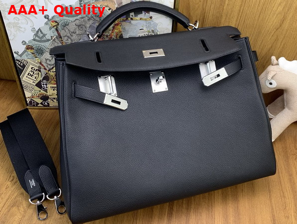 Hermes Kelly 42 Maxi in Black Togo Leather with Palladium Hardware Replica