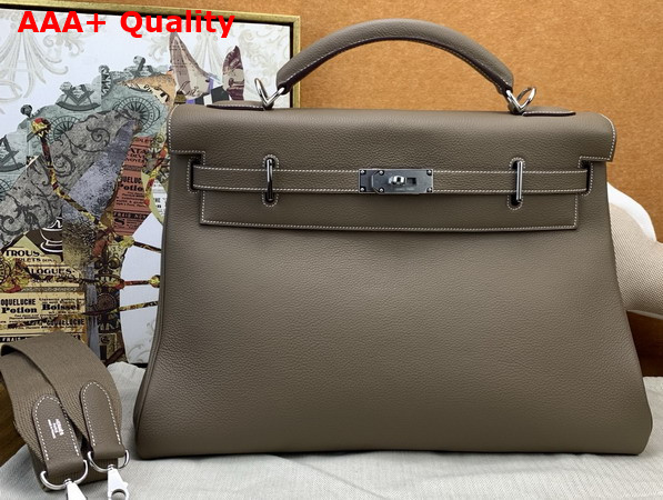 Hermes Kelly 42 Maxi in Elephant Grey Togo Leather with Palladium Hardware Replica