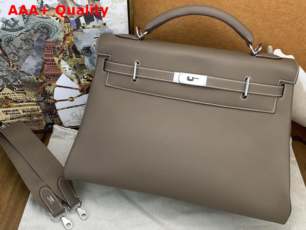 Hermes Kelly 42 Maxi in Elephant Grey Togo Leather with Palladium Hardware Replica