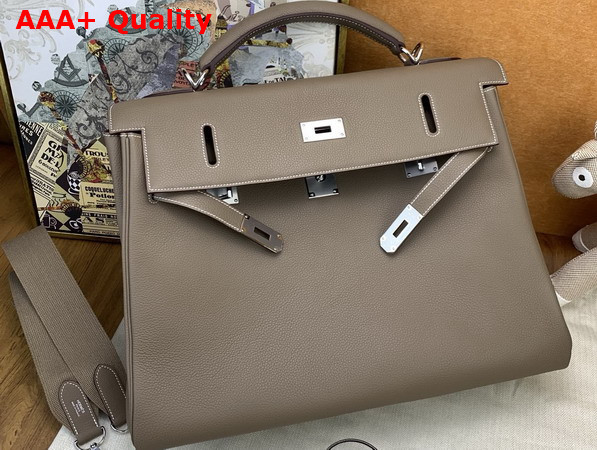 Hermes Kelly 42 Maxi in Elephant Grey Togo Leather with Palladium Hardware Replica