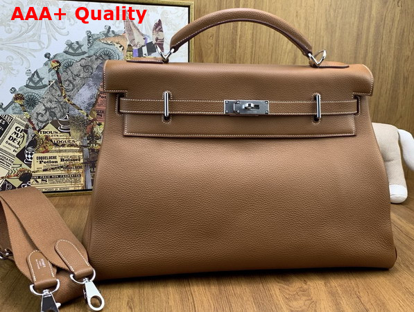 Hermes Kelly 42 Maxi in Gold Togo Leather with Palladium Hardware Replica