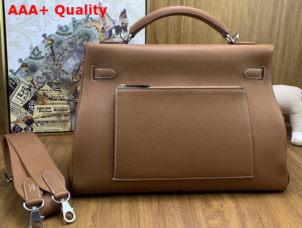 Hermes Kelly 42 Maxi in Gold Togo Leather with Palladium Hardware Replica