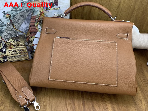 Hermes Kelly 42 Maxi in Gold Togo Leather with Palladium Hardware Replica