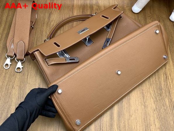 Hermes Kelly 42 Maxi in Gold Togo Leather with Palladium Hardware Replica