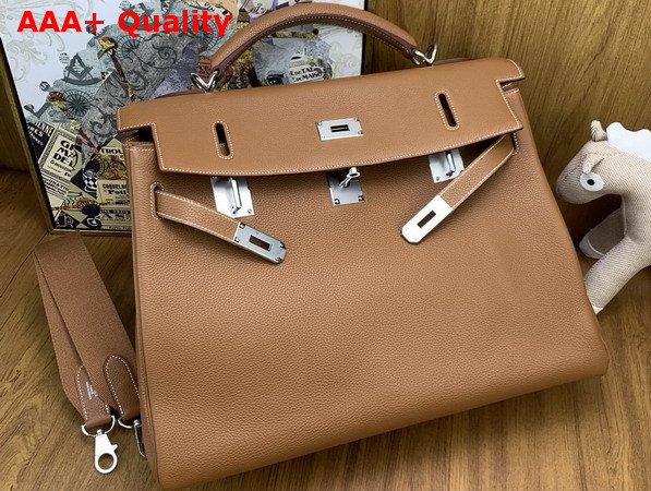 Hermes Kelly 42 Maxi in Gold Togo Leather with Palladium Hardware Replica