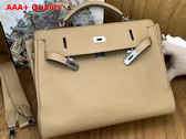 Hermes Kelly 42 Maxi in Oat Milk Togo Leather with Palladium Hardware Replica