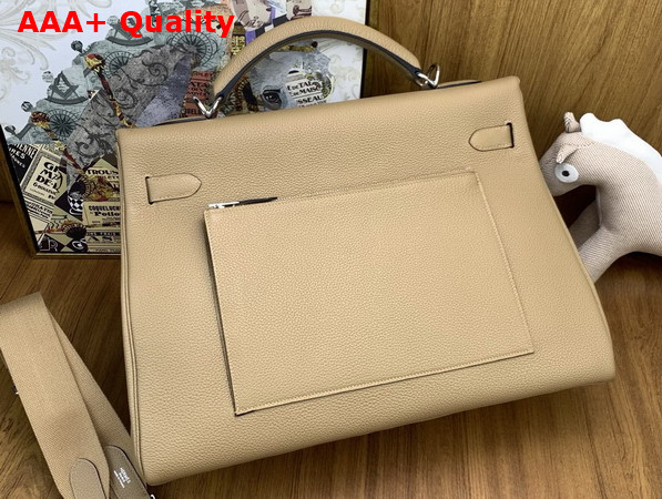 Hermes Kelly 42 Maxi in Oat Milk Togo Leather with Palladium Hardware Replica