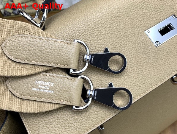 Hermes Kelly 42 Maxi in Oat Milk Togo Leather with Palladium Hardware Replica
