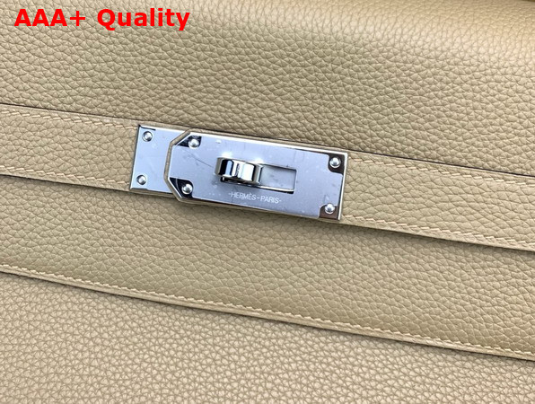 Hermes Kelly 42 Maxi in Oat Milk Togo Leather with Palladium Hardware Replica