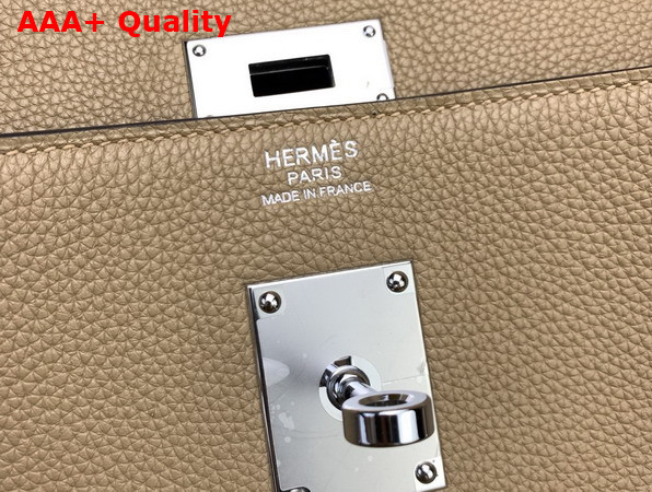 Hermes Kelly 42 Maxi in Oat Milk Togo Leather with Palladium Hardware Replica