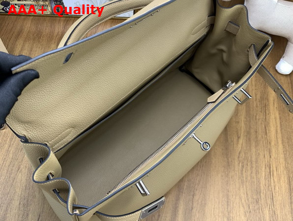 Hermes Kelly 42 Maxi in Oat Milk Togo Leather with Palladium Hardware Replica