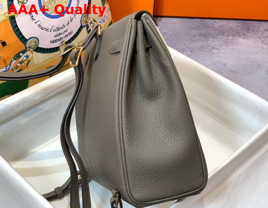 Hermes Kelly Ado Backpack in Bitumen Grey Togo Calfskin Leather Replica