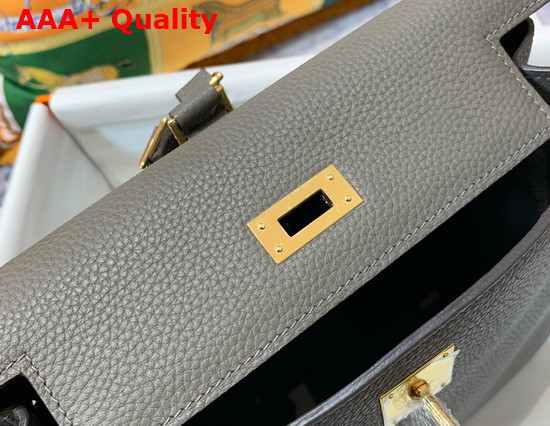 Hermes Kelly Ado Backpack in Bitumen Grey Togo Calfskin Leather Replica