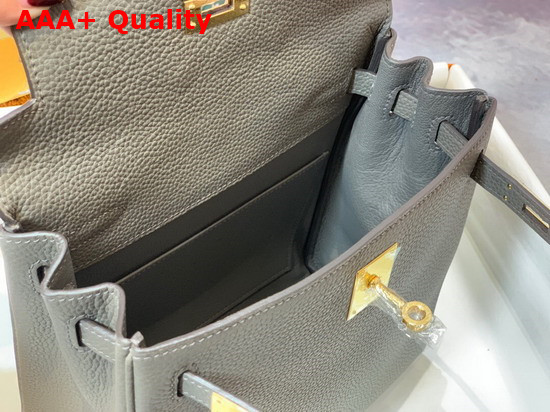 Hermes Kelly Ado Backpack in Bitumen Grey Togo Calfskin Leather Replica