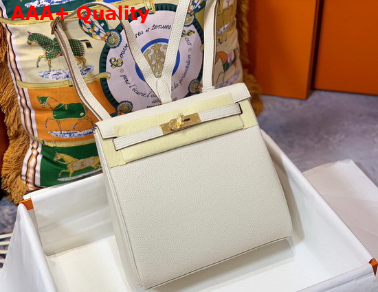 Hermes Kelly Ado Backpack in White Togo Calfskin Leather Replica