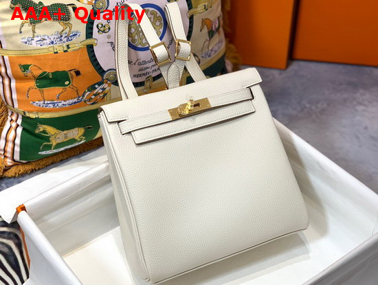 Hermes Kelly Ado Backpack in White Togo Calfskin Leather Replica