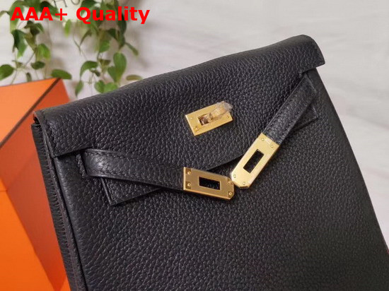 Hermes Kelly Ado II Backpack in Black Taurillon Clemence Leather Replica