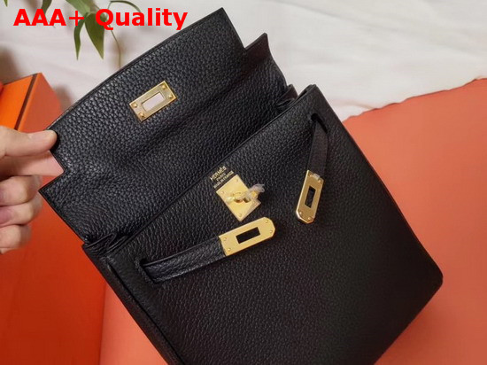 Hermes Kelly Ado II Backpack in Black Taurillon Clemence Leather Replica