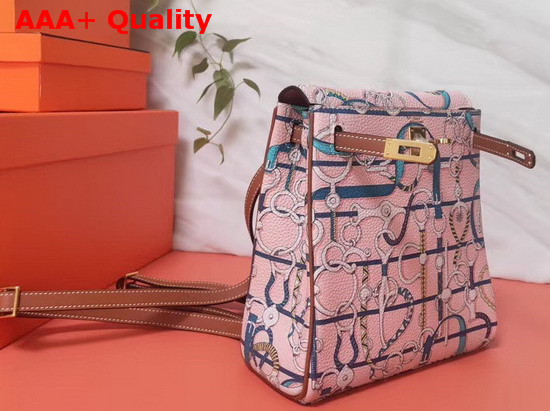 Hermes Kelly Ado II Backpack in Pink Printed Taurillon Clemence Leather Replica
