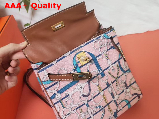 Hermes Kelly Ado II Backpack in Pink Printed Taurillon Clemence Leather Replica