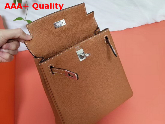 Hermes Kelly Ado II Backpack in Tan Taurillon Clemence Leather Replica