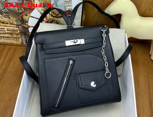 Hermes Kelly Ado Rock Backpack in Noir Swift Calfskin Replica