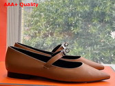Hermes Kelly Ballet Flat in Brown Calfskin Replica