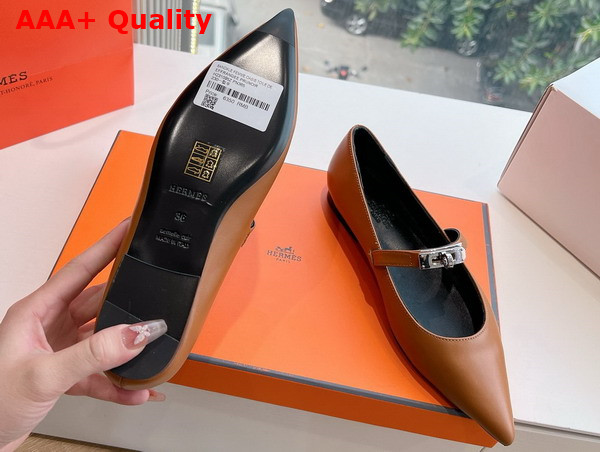 Hermes Kelly Ballet Flat in Brown Calfskin Replica