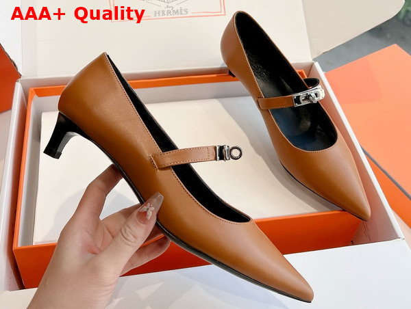 Hermes Kelly Ballet Flat in Brown Calfskin Replica