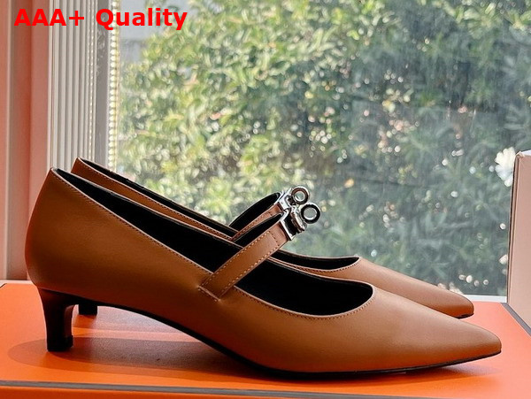 Hermes Kelly Ballet Flat in Brown Calfskin Replica