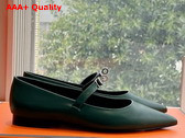 Hermes Kelly Ballet Flat in Green Calfskin Replica