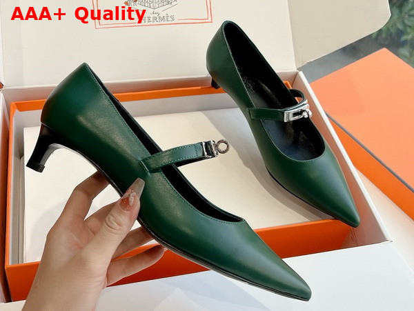 Hermes Kelly Ballet Flat in Green Calfskin Replica