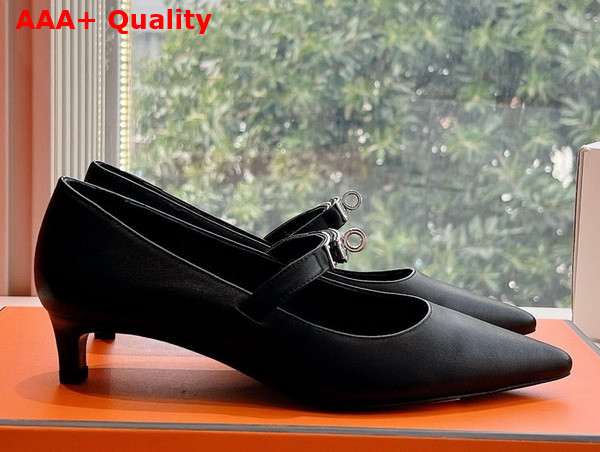 Hermes Kelly Ballet Flat in Noir Calfskin Replica