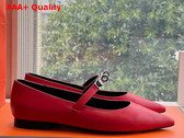 Hermes Kelly Ballet Flat in Red Calfskin Replica
